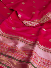 Hot Pink Banaras Cotton Silk Saree
