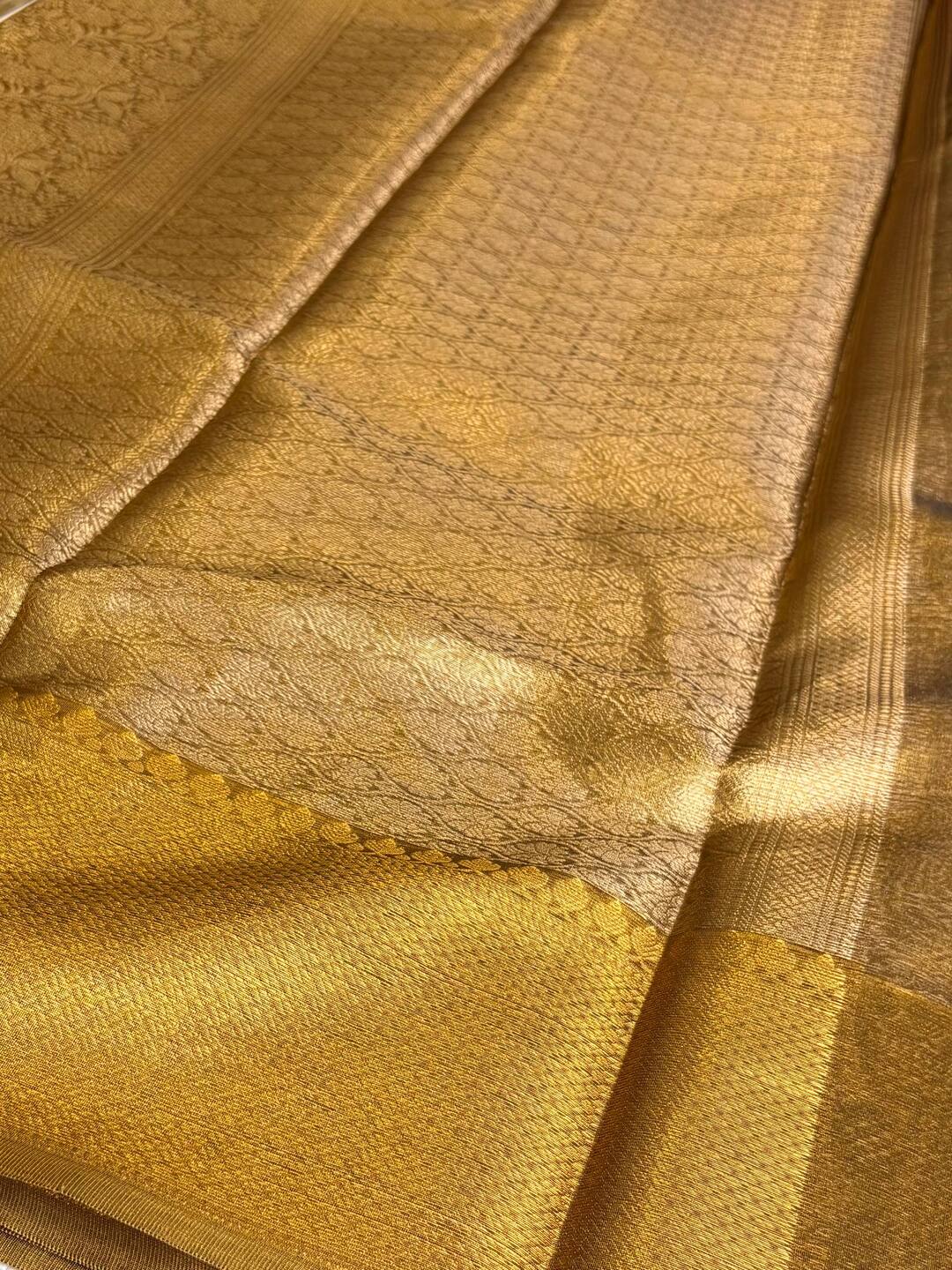 Golden Bronze Floral Banaras Tissue Silk Saree