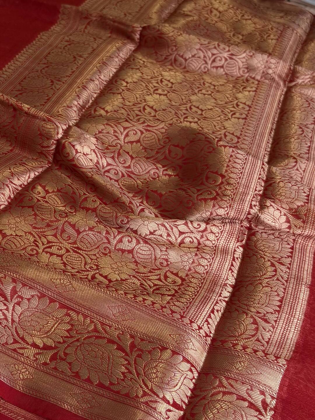 Cherry Red Soft Cotton Saree