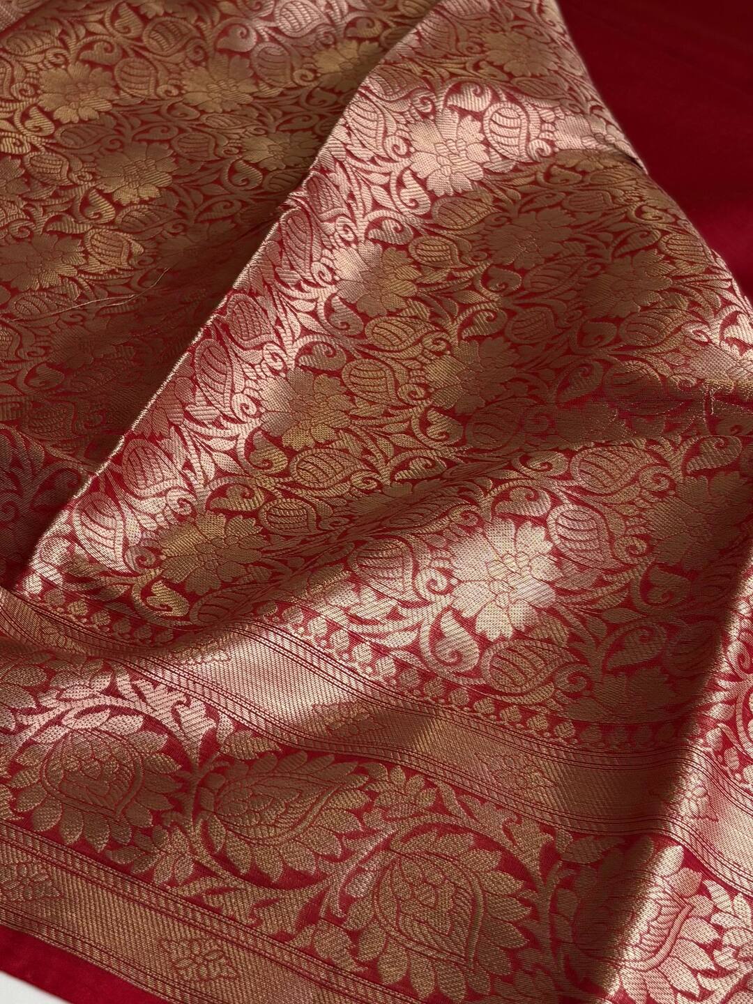 Cherry Red Soft Cotton Saree