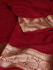 Cherry Red Soft Cotton Saree