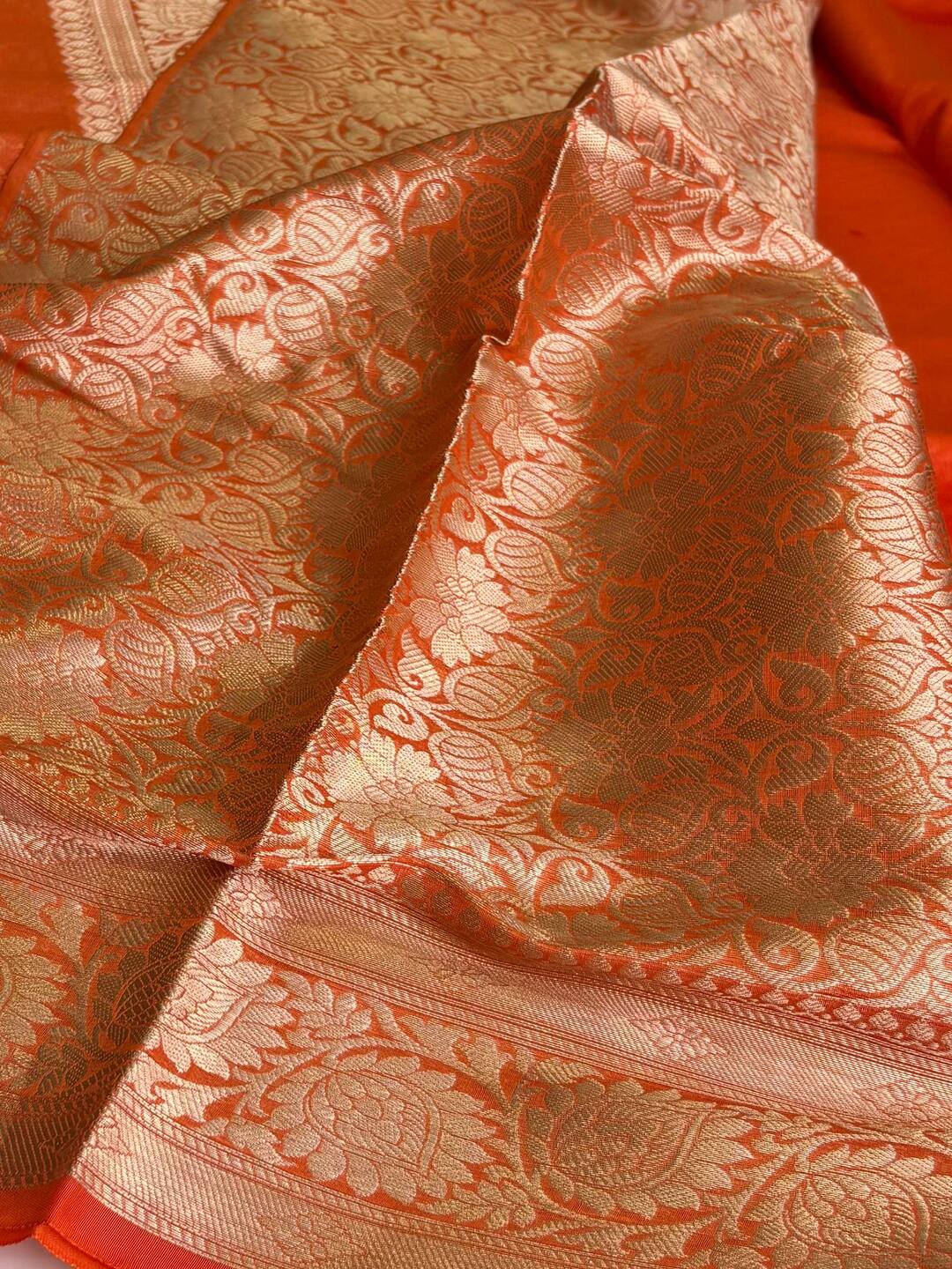 Orange Soft Cotton Saree