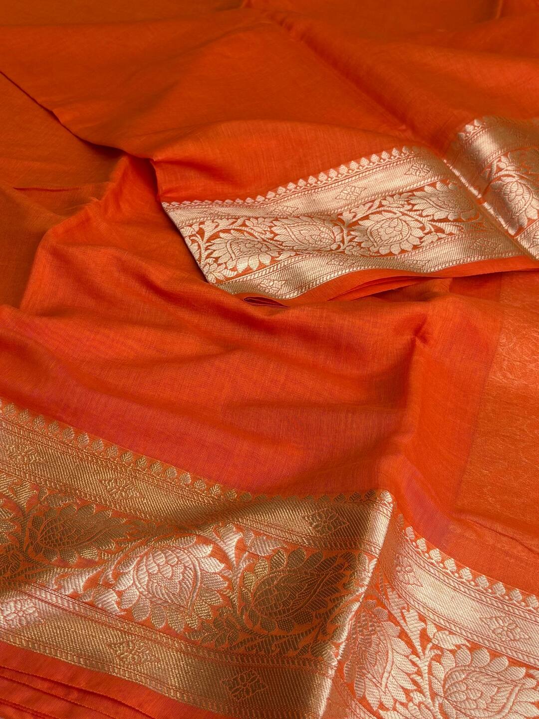 Orange Soft Cotton Saree