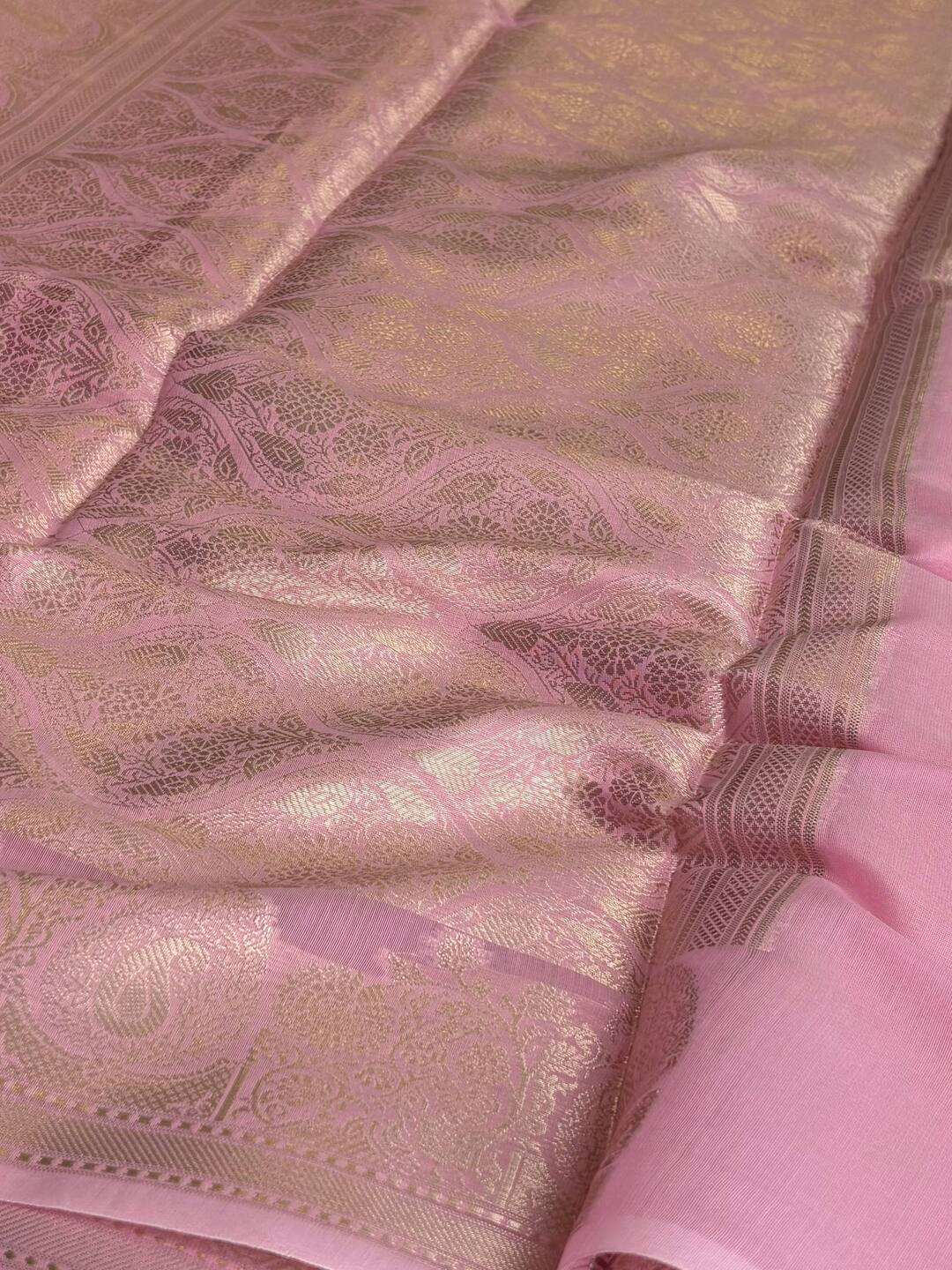 Baby Pink Soft Cotton Saree