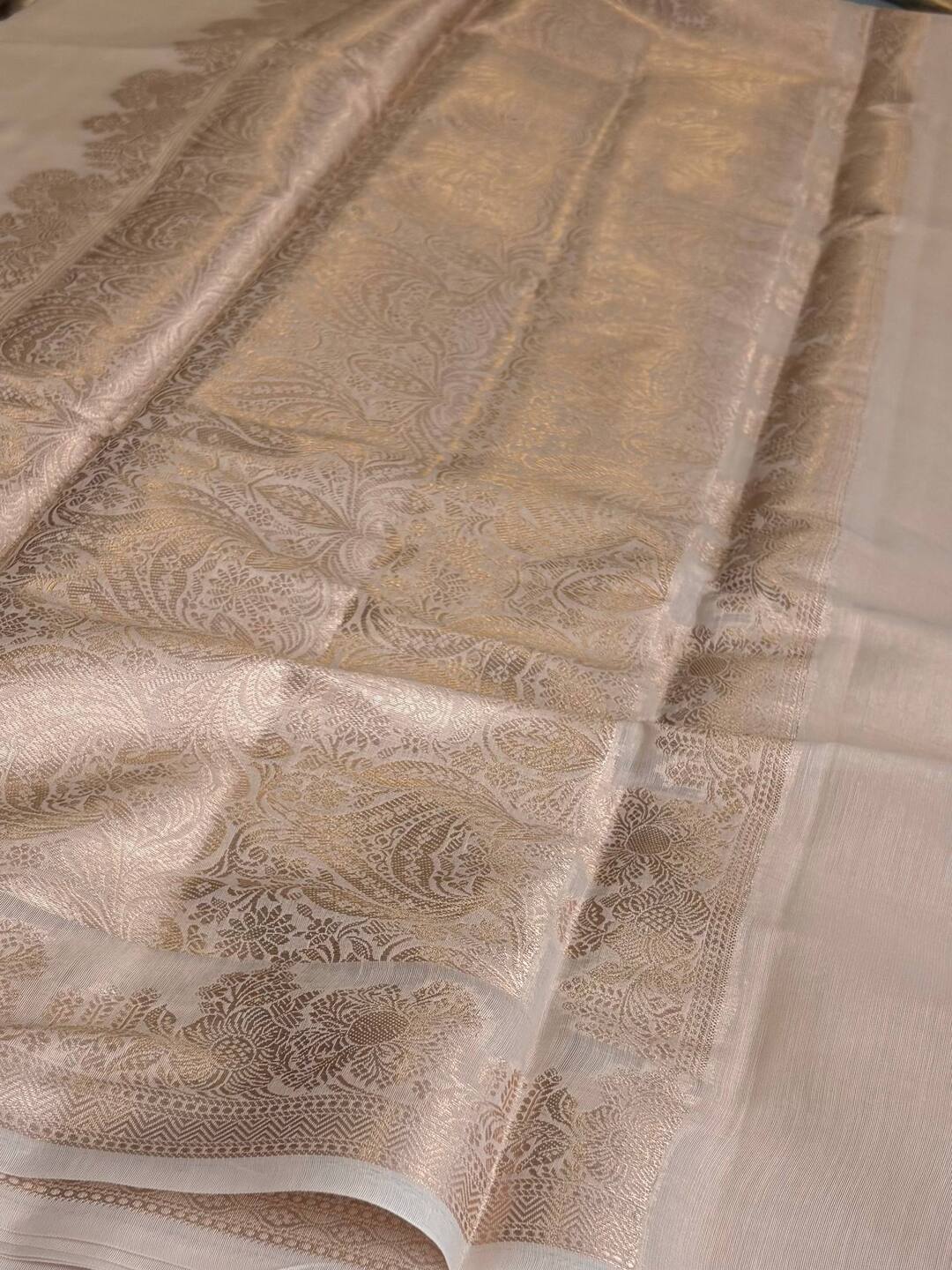 Off White Soft Cotton Saree