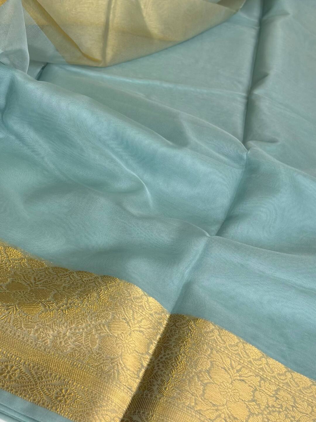Baby Blue Tissue Cotton Silk Saree