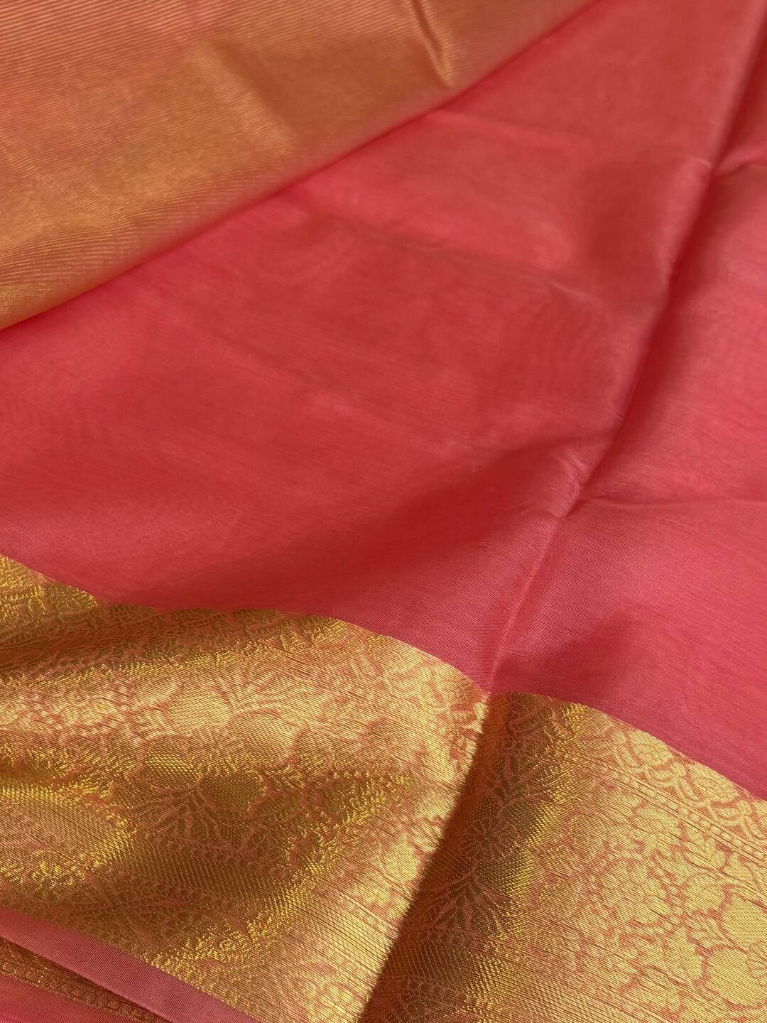 Coral Pink Tissue Cotton Silk Saree