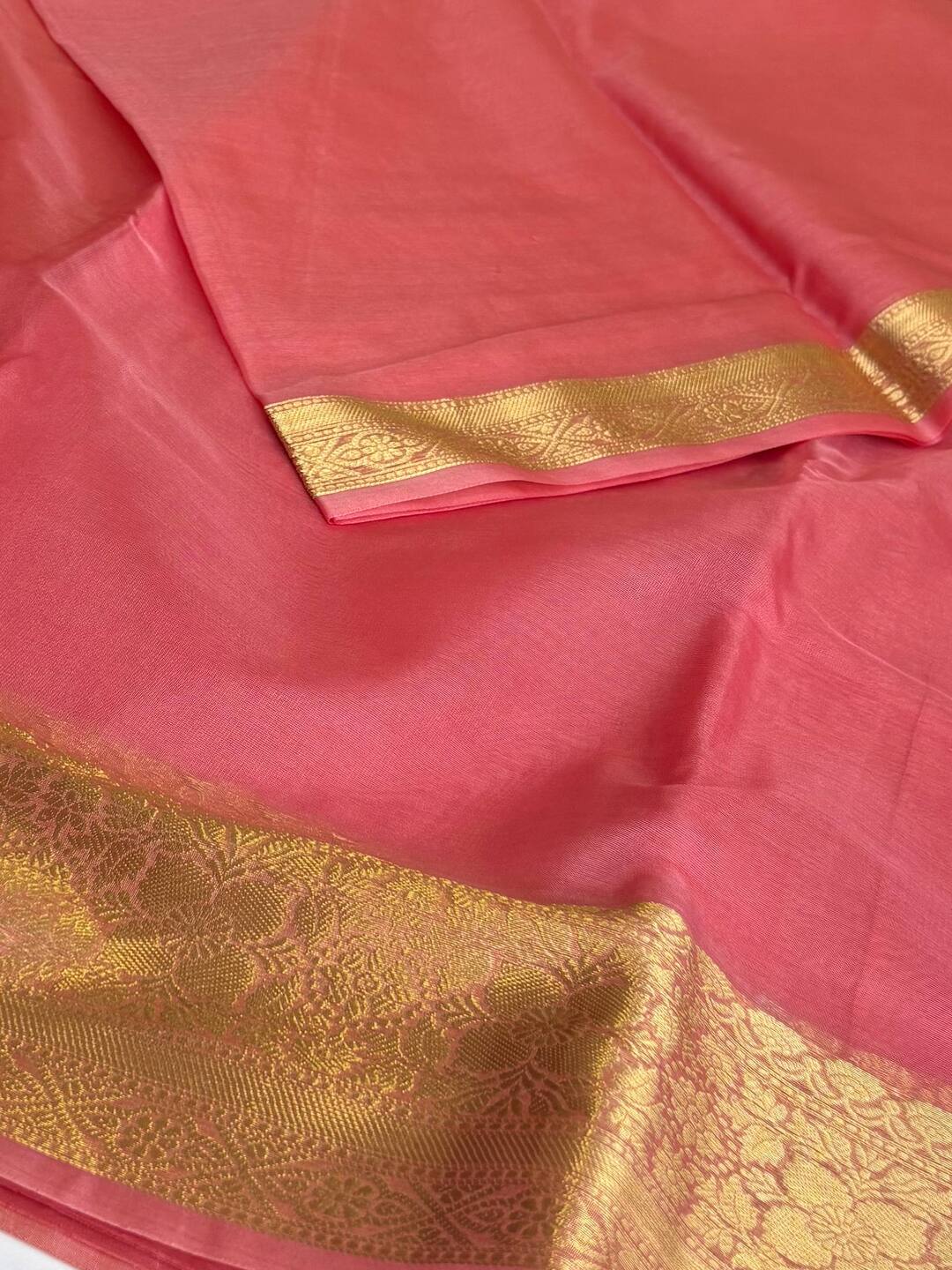 Coral Pink Tissue Cotton Silk Saree