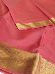 Coral Pink Tissue Cotton Silk Saree
