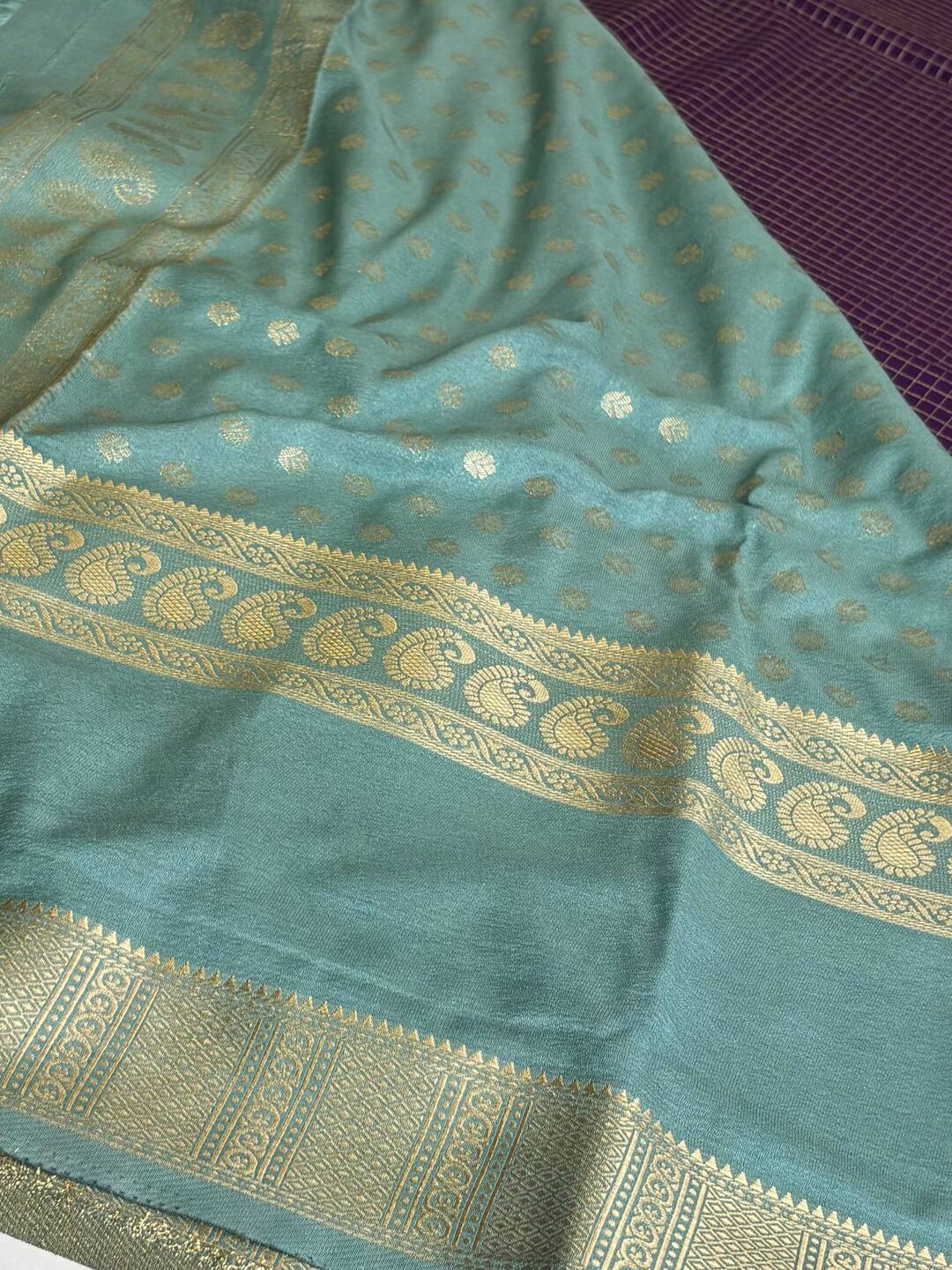 Royal Purple Checked Chiffon Silk Saree