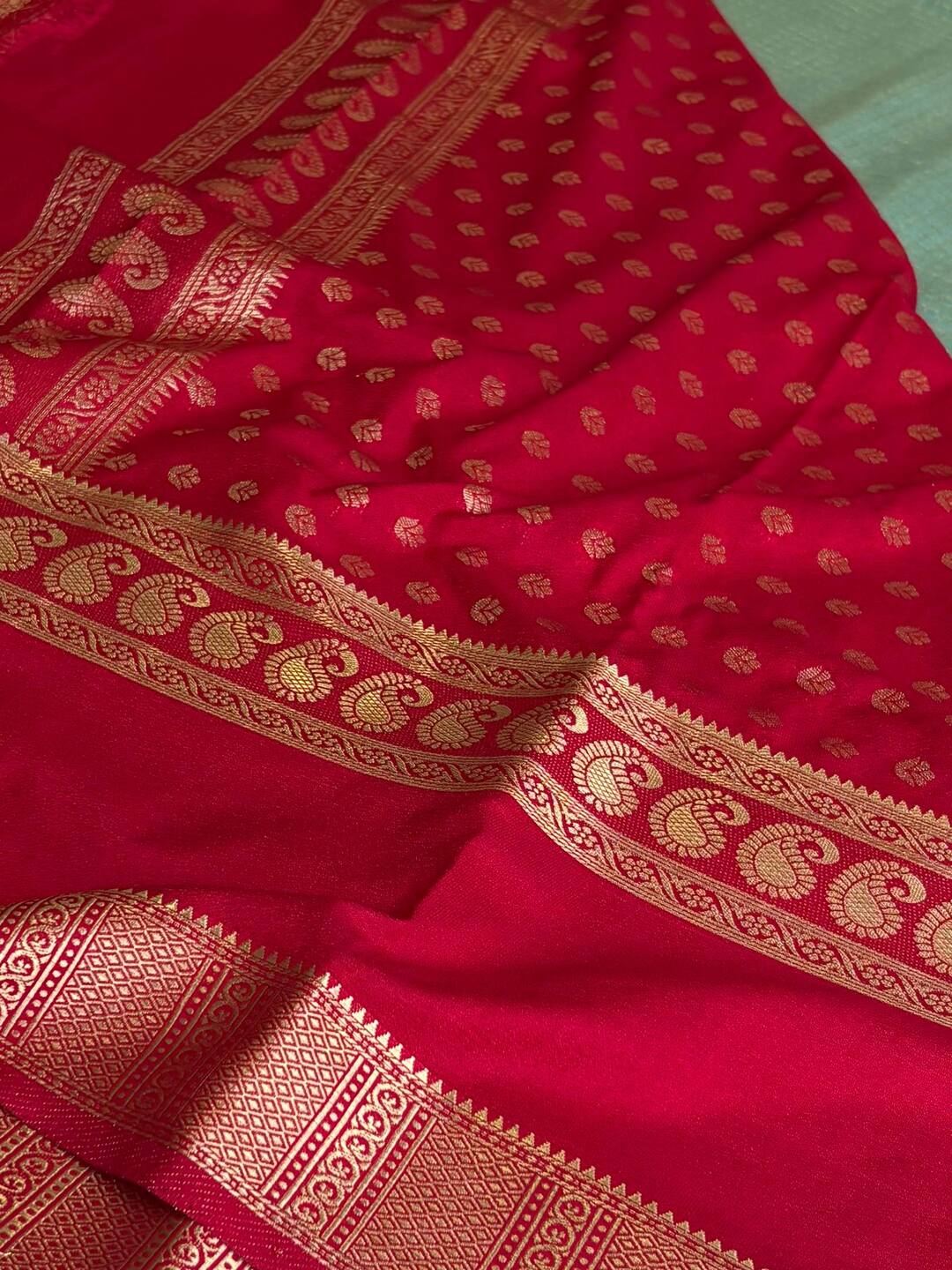 Icy Blue Checked Chiffon Silk Saree