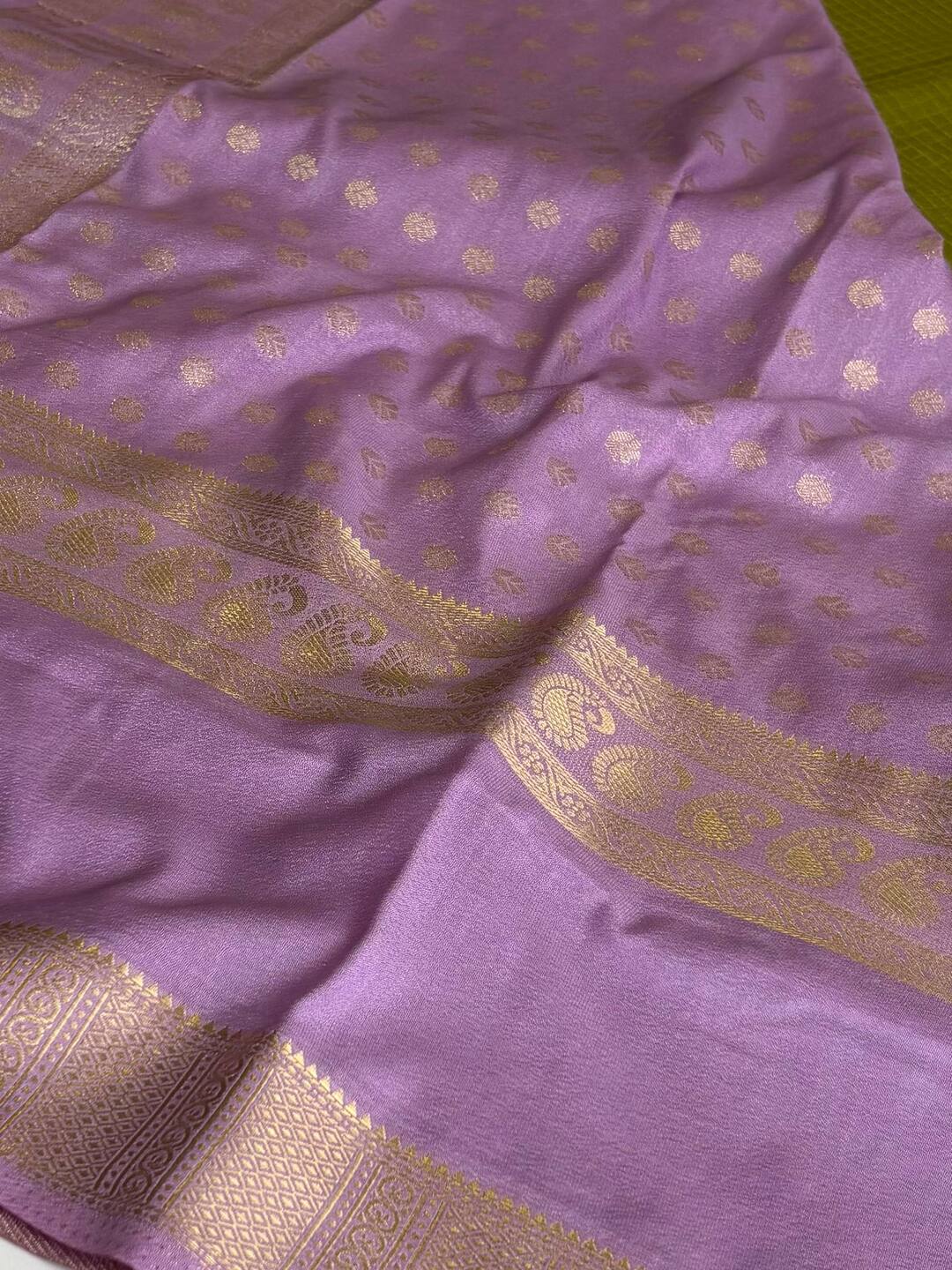 Apple Green Checked Chiffon Silk Saree