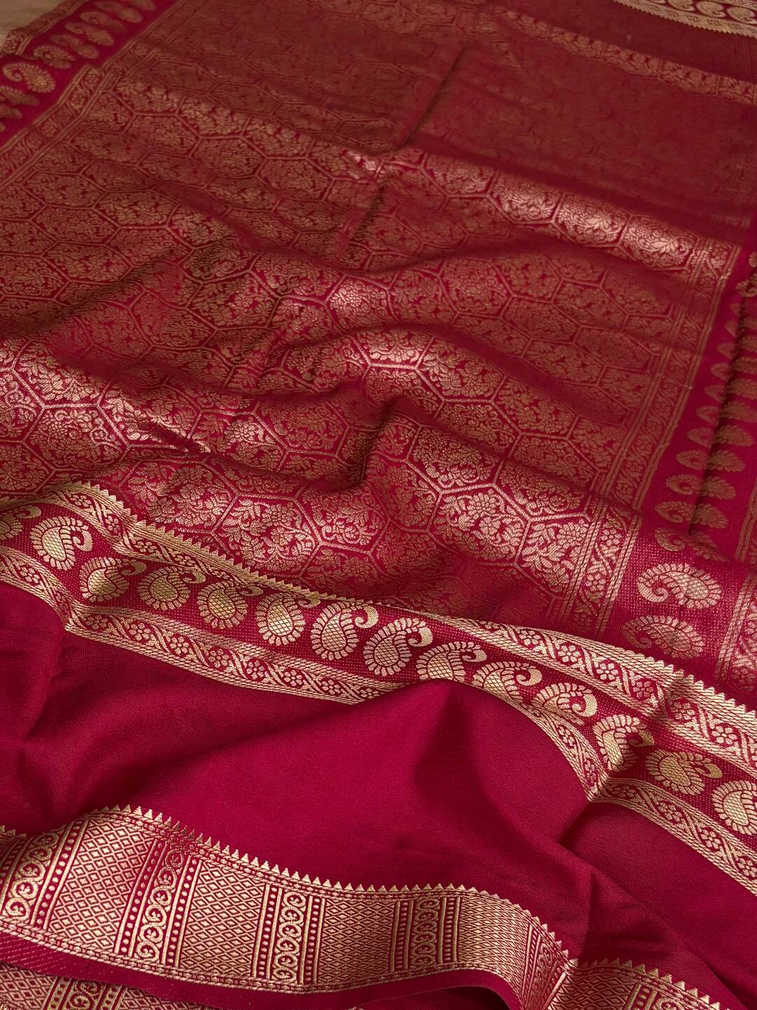 Mauve Pink Checked Chiffon Silk Saree