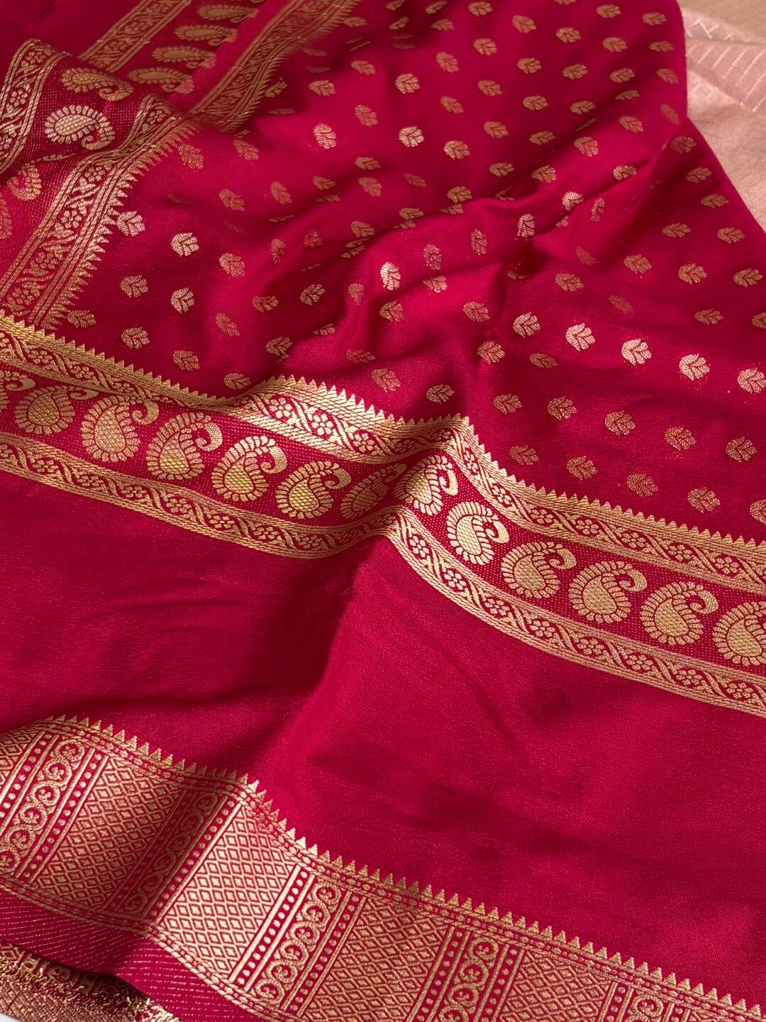 Mauve Pink Checked Chiffon Silk Saree