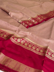 Mauve Pink Checked Chiffon Silk Saree