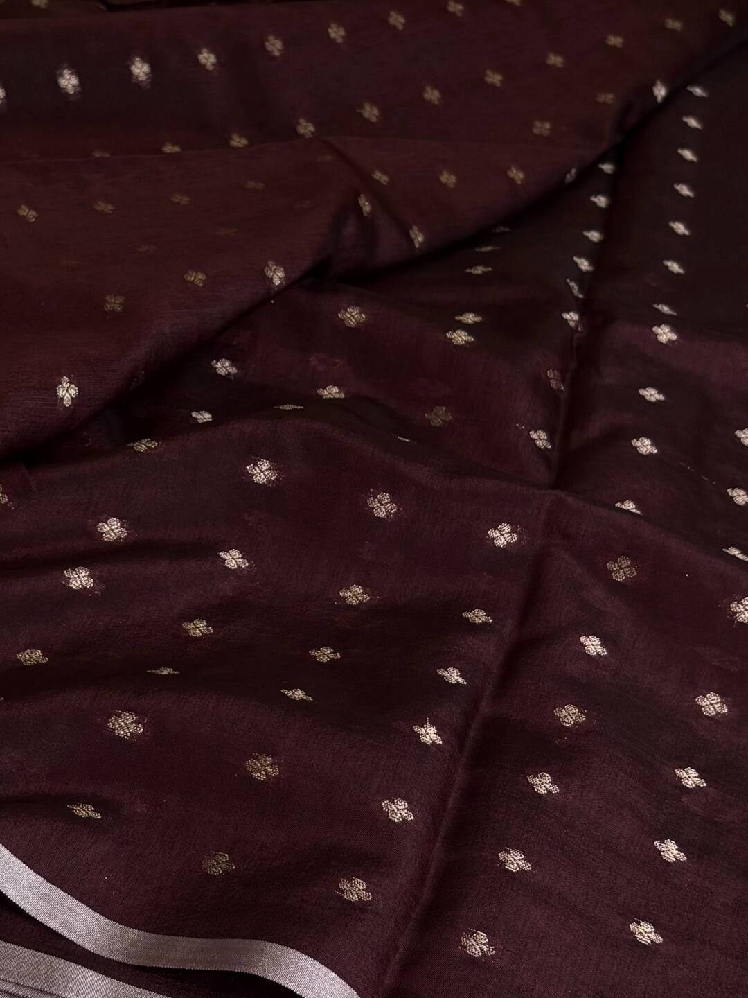 Deep Brown Banaras Tissue Silk Saree