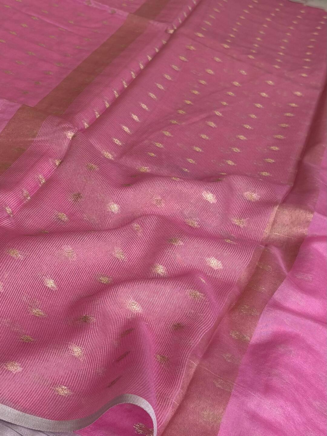 Baby Pink Banaras Tissue Silk Saree