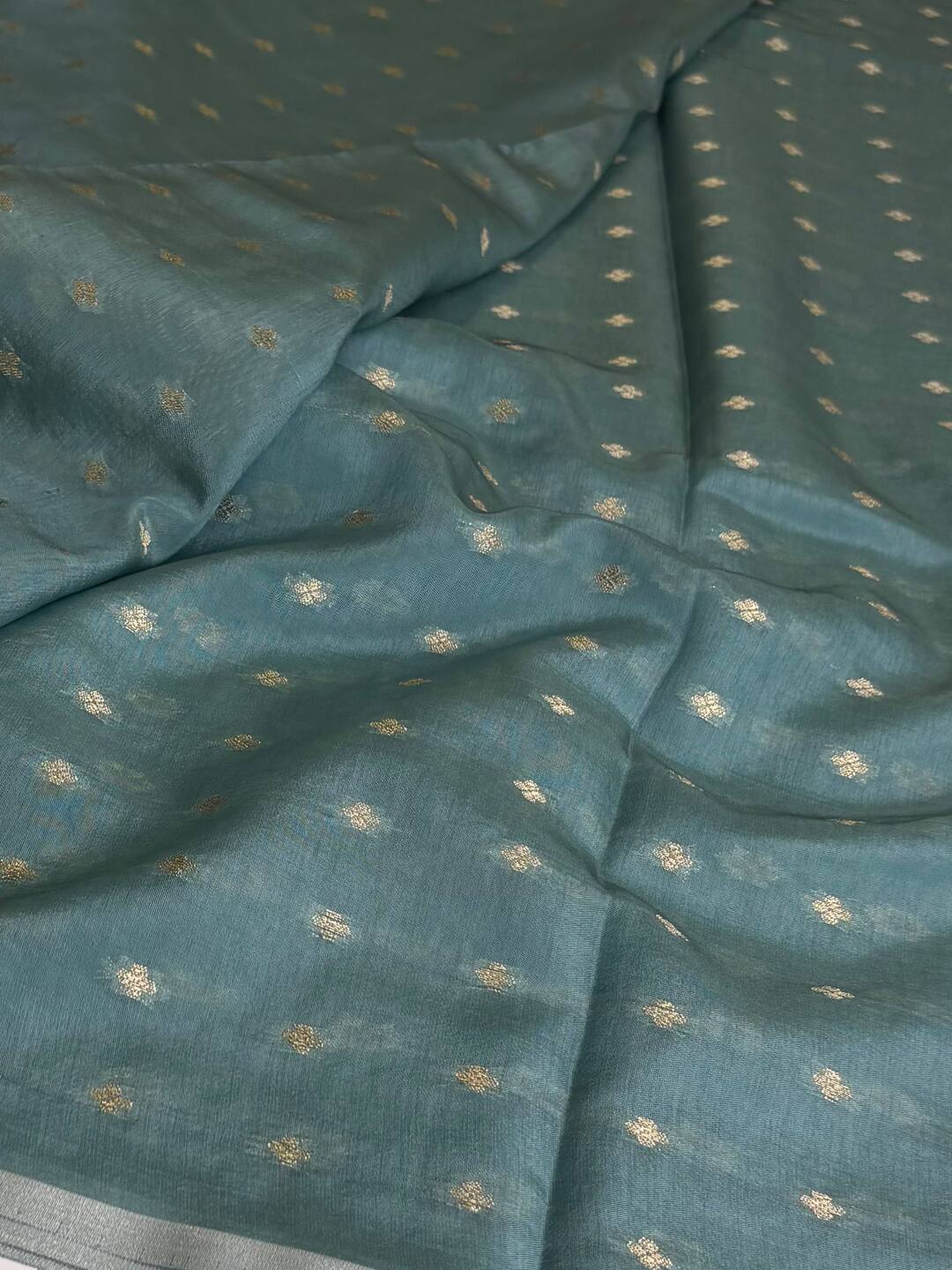 Baby Blue Banaras Tissue Silk Saree