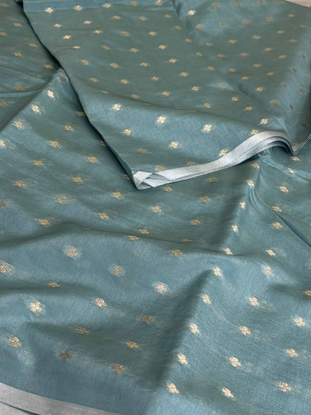 Baby Blue Banaras Tissue Silk Saree