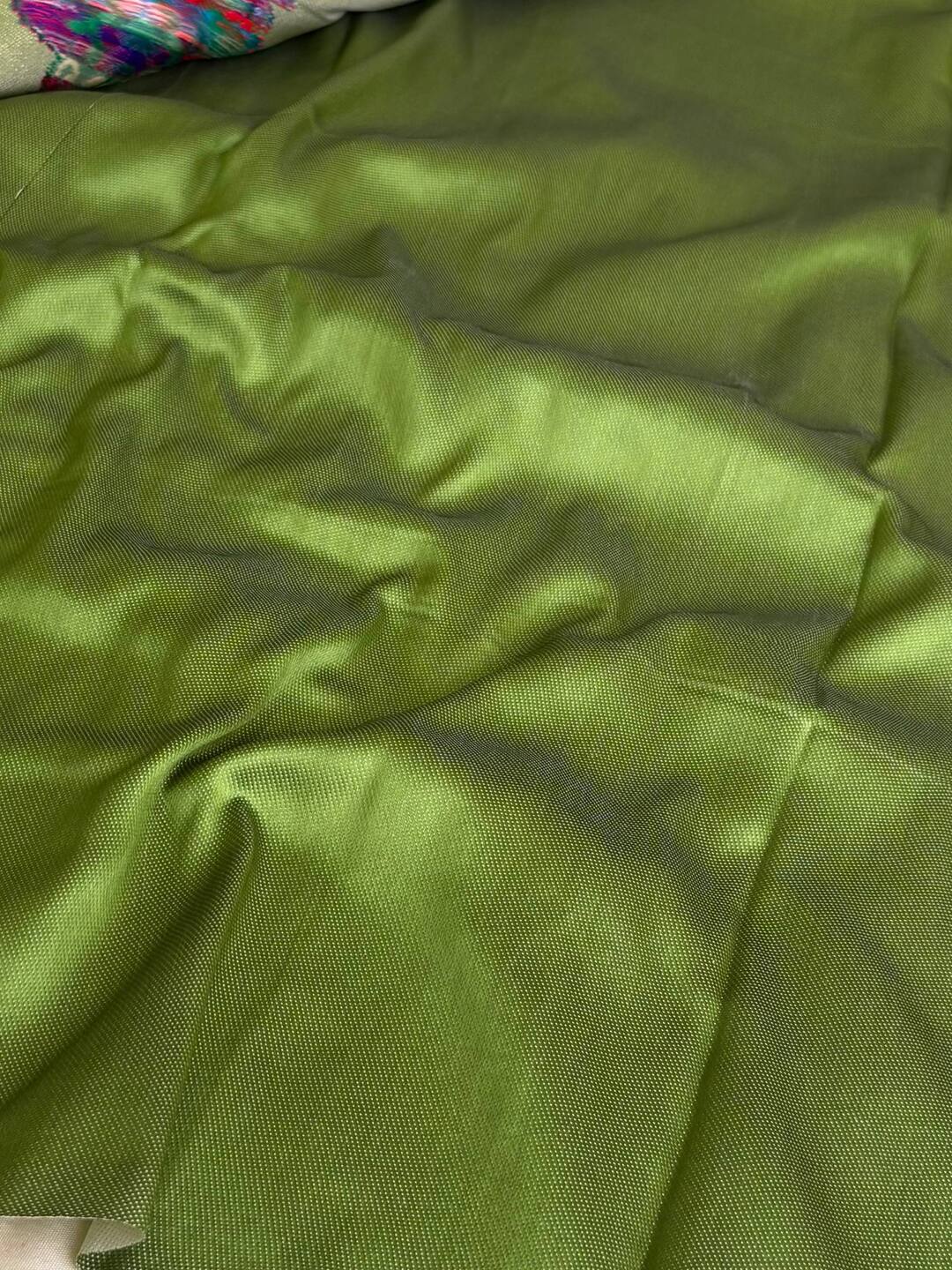 Off White with Olive Green Border Cotton Silk Saree