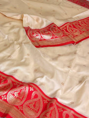 Off White with Red Border Cotton Silk Saree