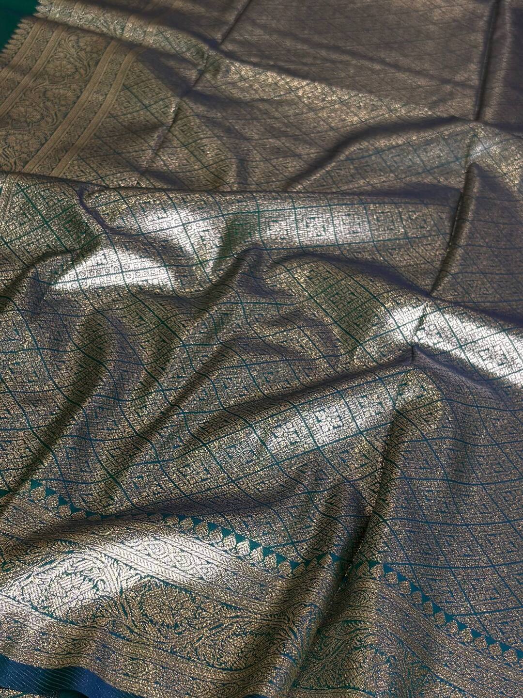Peacock Blue Cotton Silk Saree