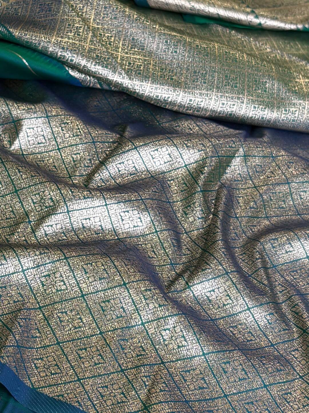 Peacock Green Cotton Silk Saree