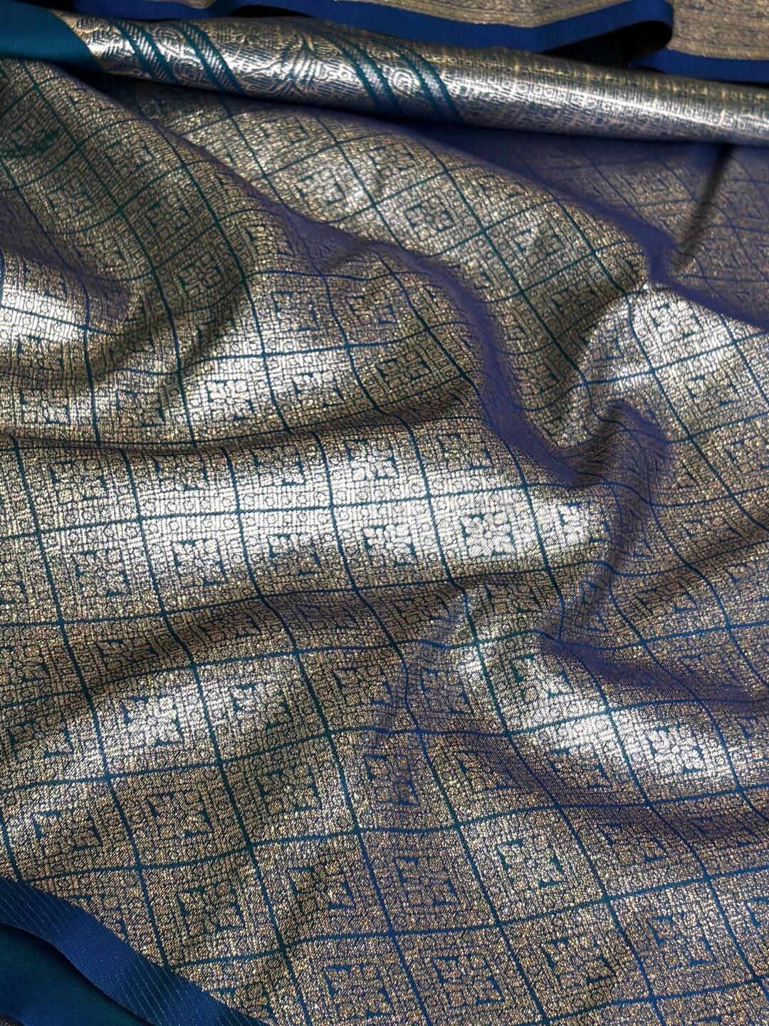 Peacock Blue Cotton Silk Saree