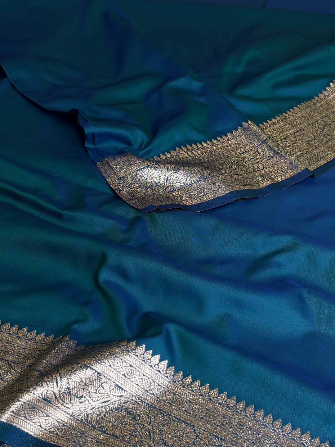 Peacock Blue Cotton Silk Saree