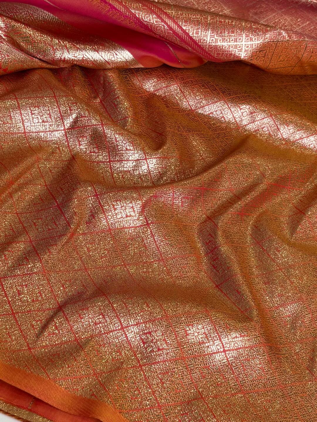Dual Tone Orange Cotton Silk Saree