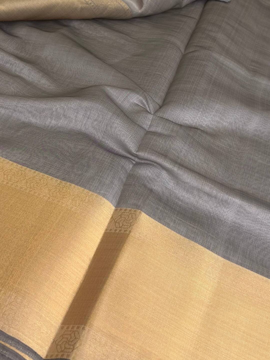 Grey Soft Cotton Saree