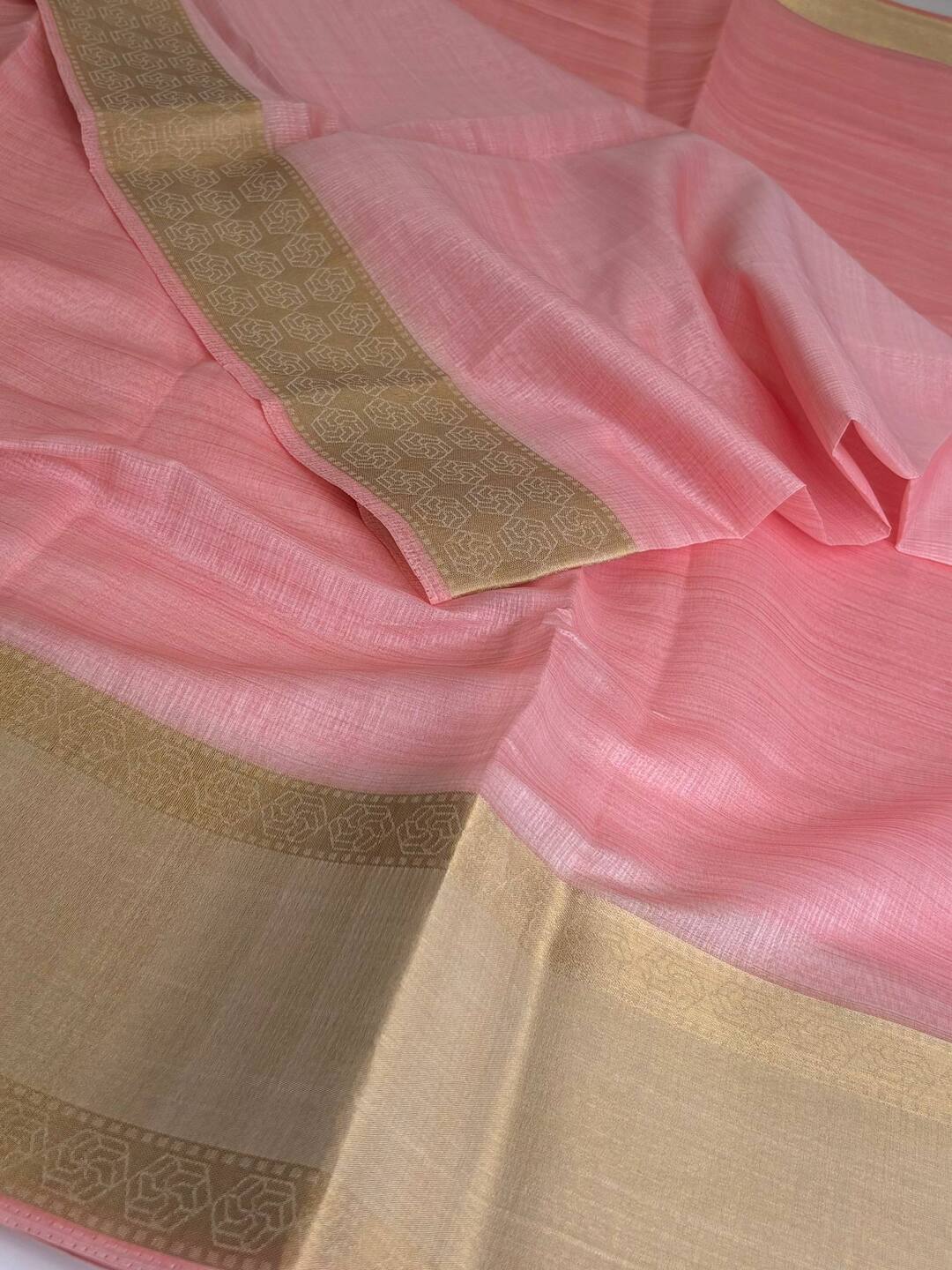Pink Soft Cotton Saree