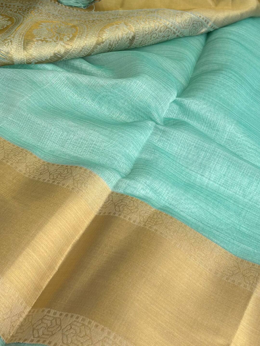Turquoise Soft Cotton Saree