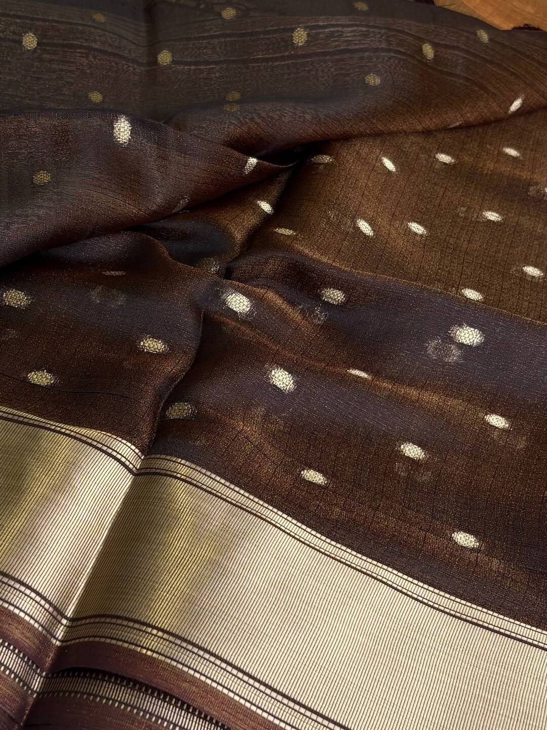 Dark Brown Tissue Silk Saree