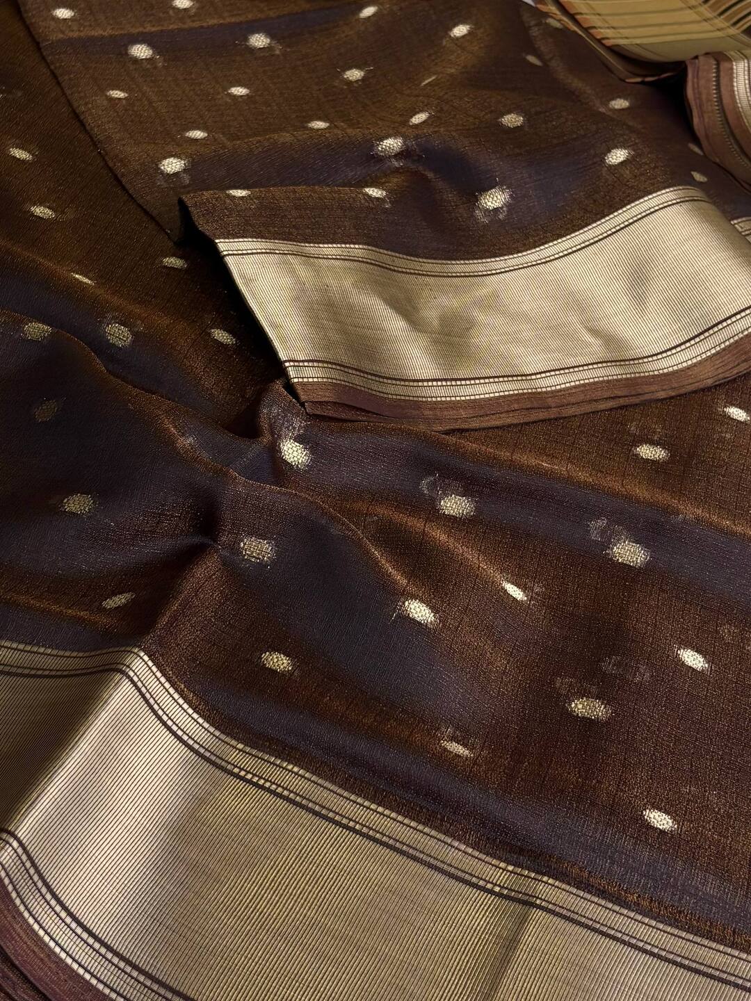 Dark Brown Tissue Silk Saree