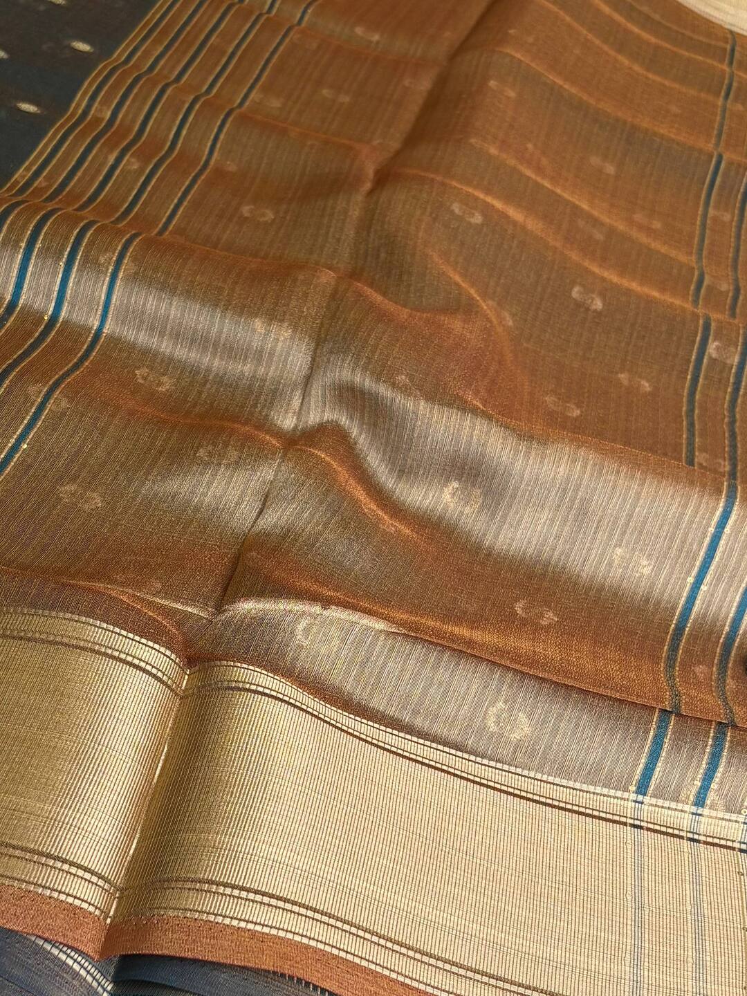 Dark Brown Tissue Silk Saree