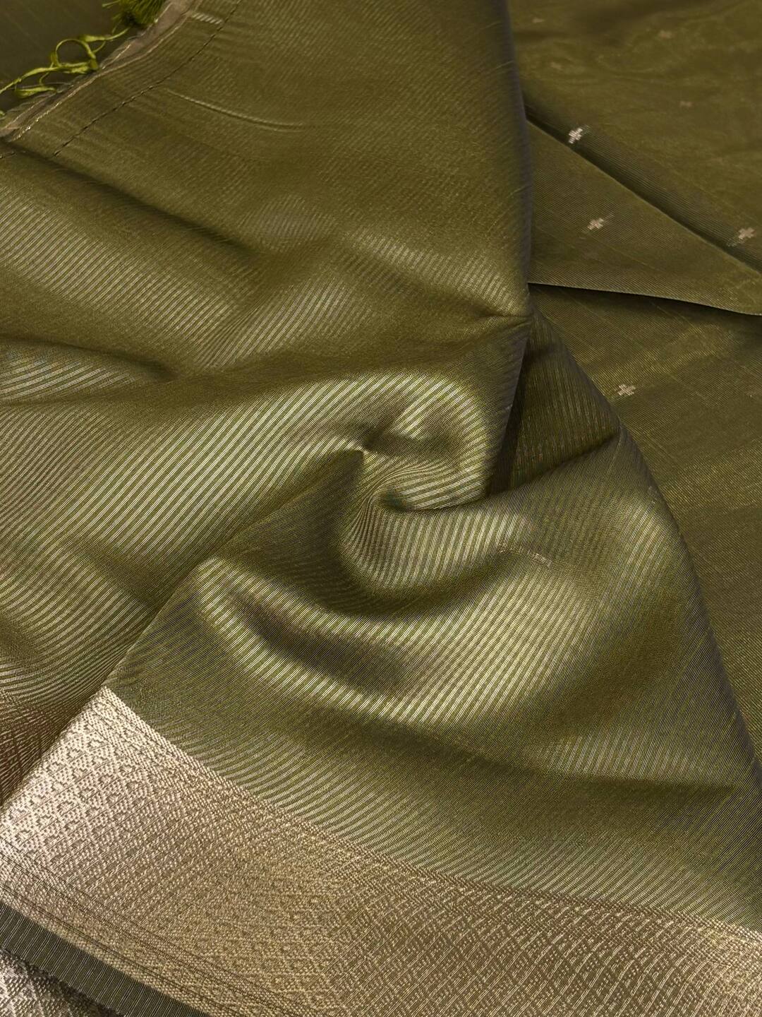 Olive Green Tissue Silk Saree
