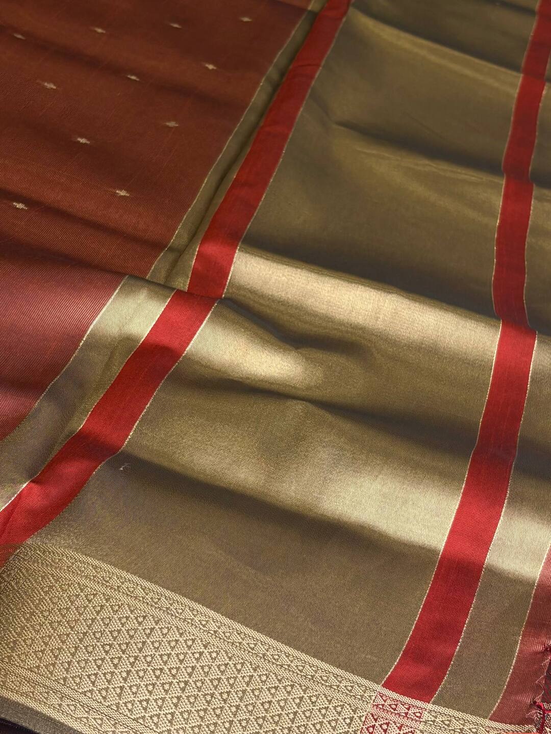 Cherry Red Tissue Silk Saree