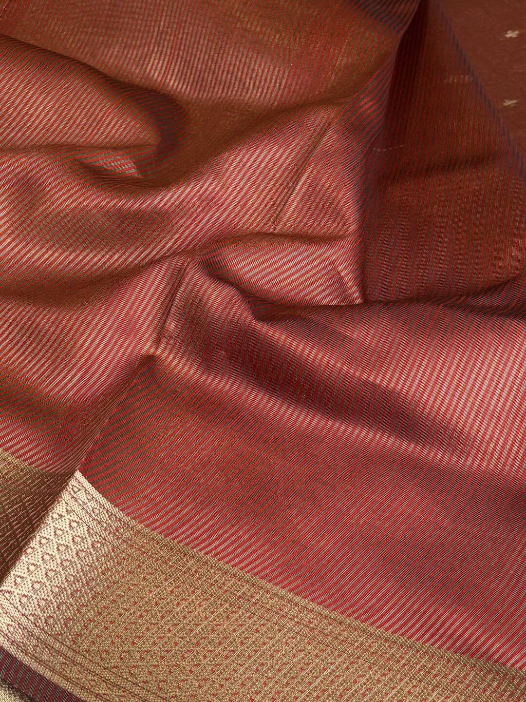 Cherry Red Tissue Silk Saree