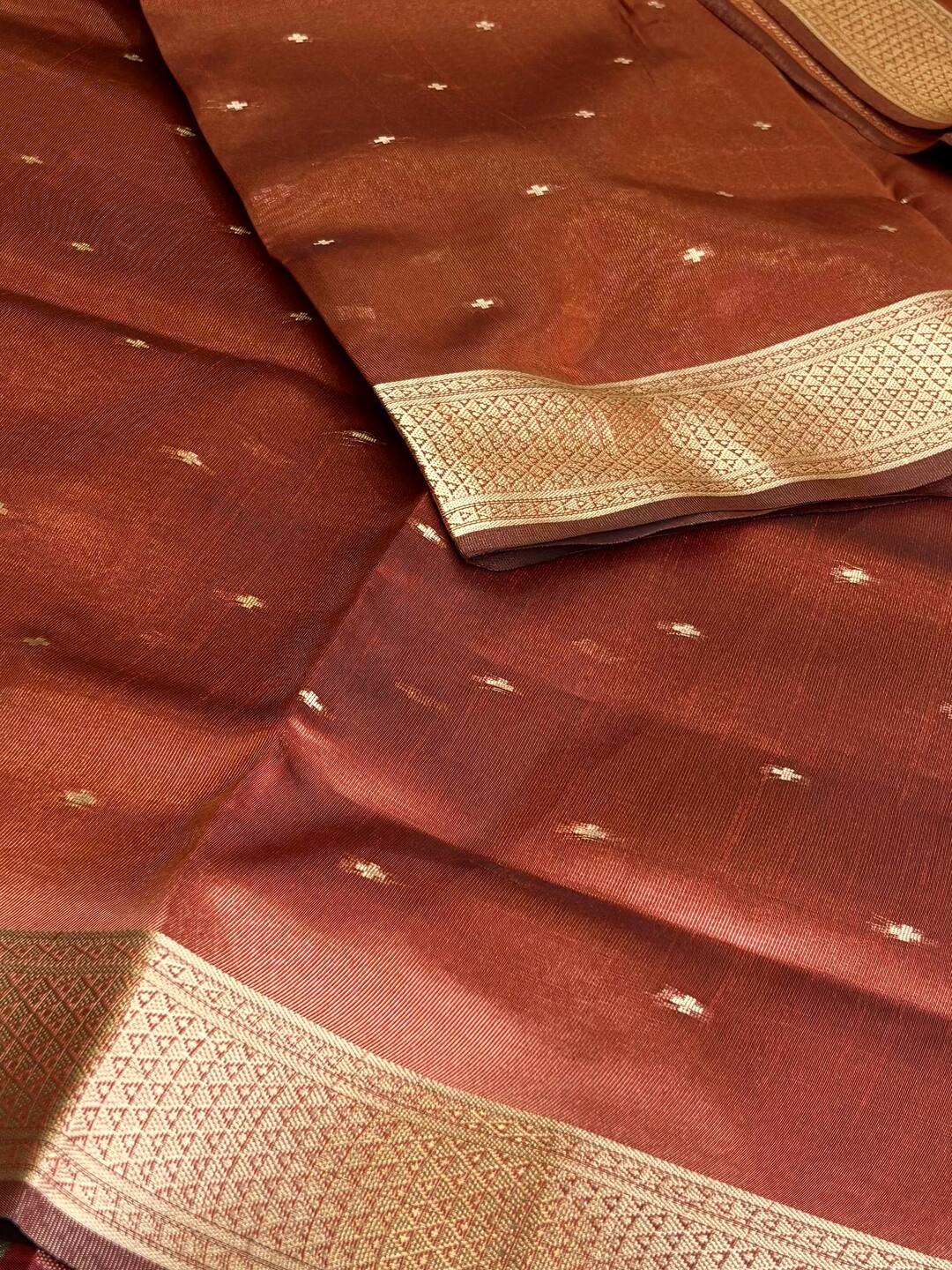 Cherry Red Tissue Silk Saree