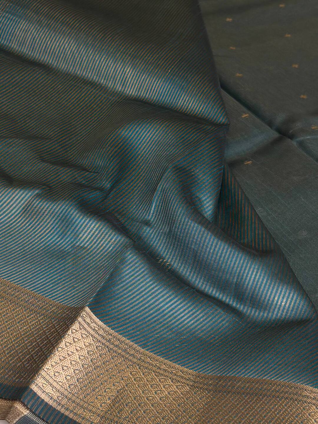 Teal Blue Tissue Silk Saree