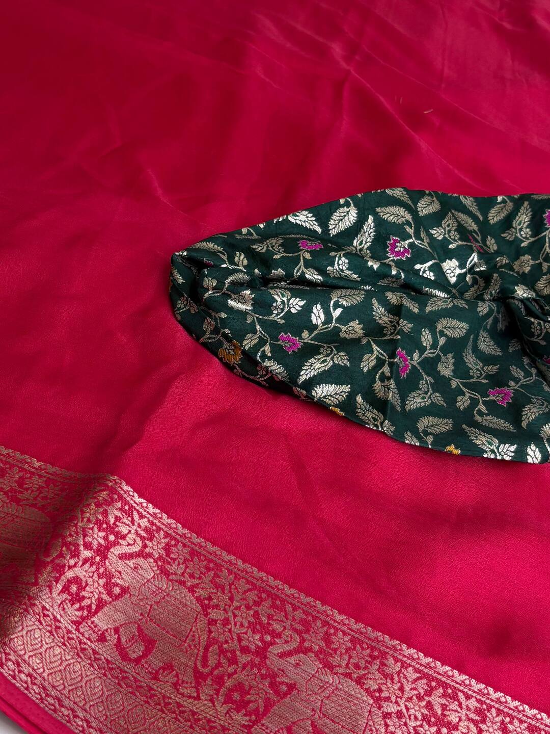 Hot Pink Chiffon Saree