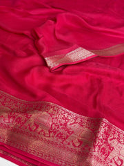 Hot Pink Chiffon Saree