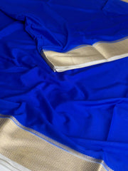 Royal Blue Chiffon Silk Saree