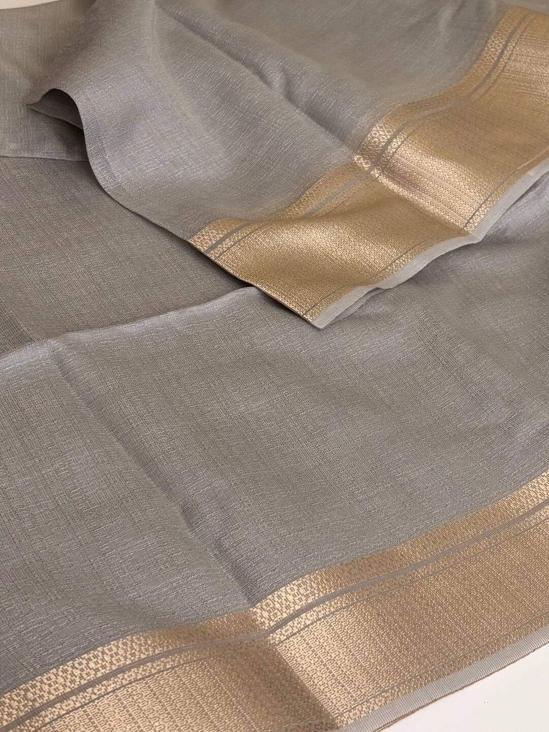 Grey Soft Cotton Saree