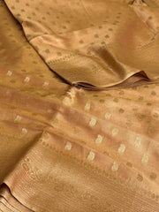 Golden Bronze Banaras Semi Tissue Silk Saree