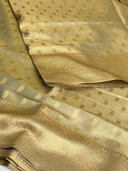 Golden Green Banaras Semi Tissue Silk Saree