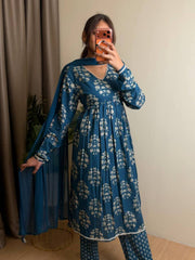 Blue Kurti Cotton Suit