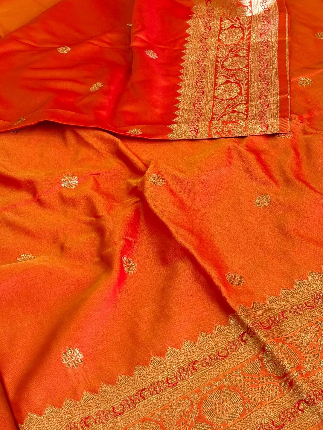 Golden Orange Cotton Silk Saree