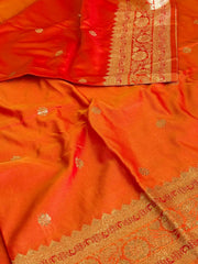 Golden Orange Cotton Silk Saree